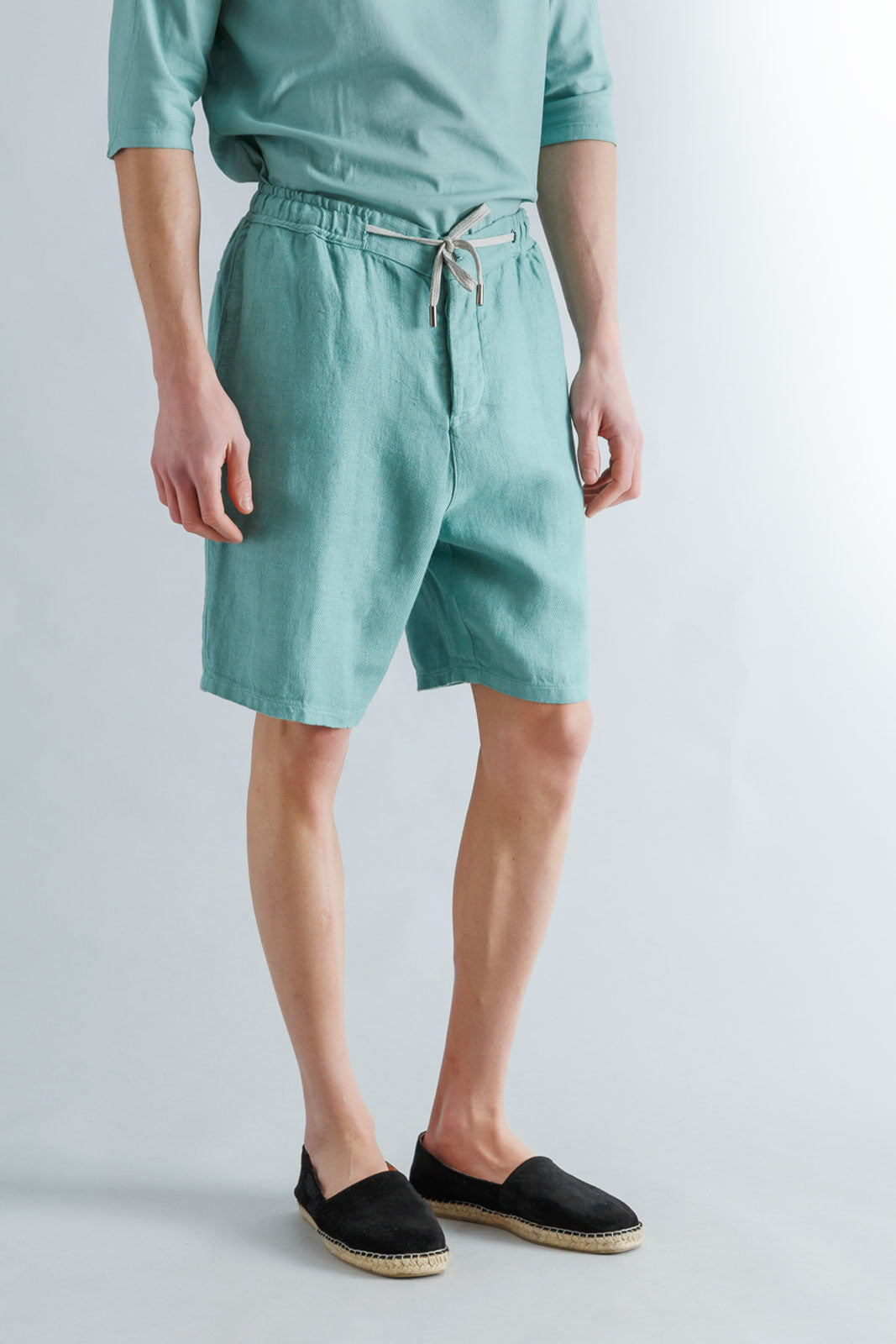 Herringbone Linen Bermuda Shorts