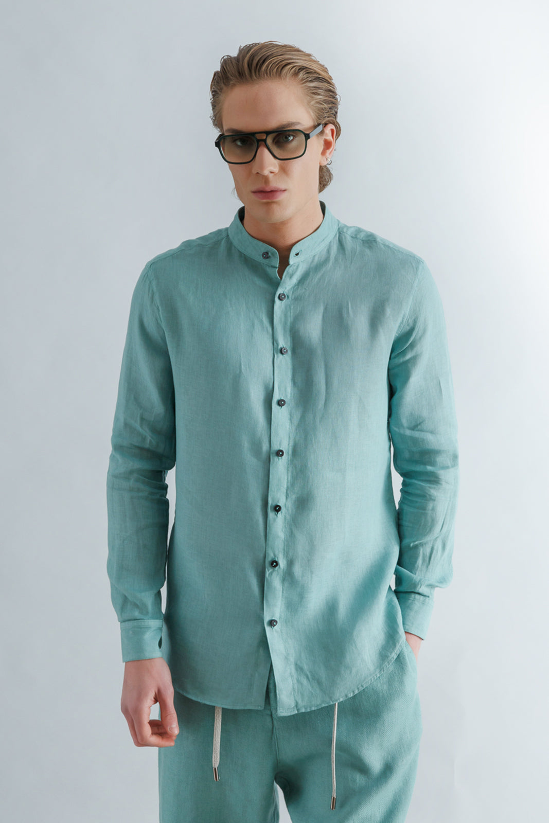 SS24 Linen Mao Collar Shirt
