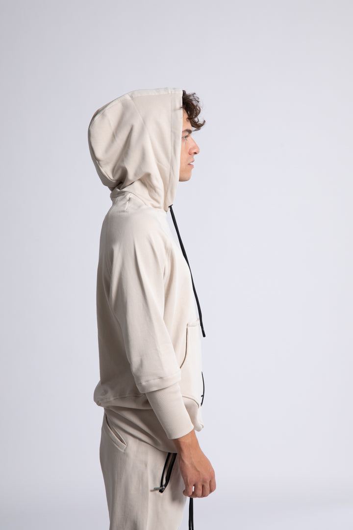 Hoodie with non-symmetrical pocket