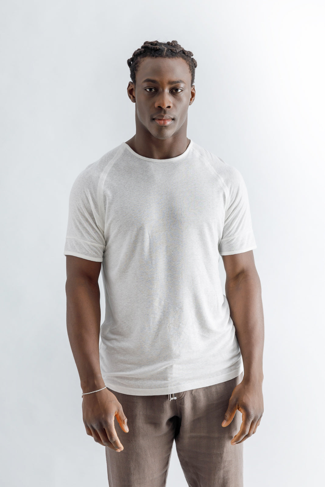 T-shirt in Linen and Viscose