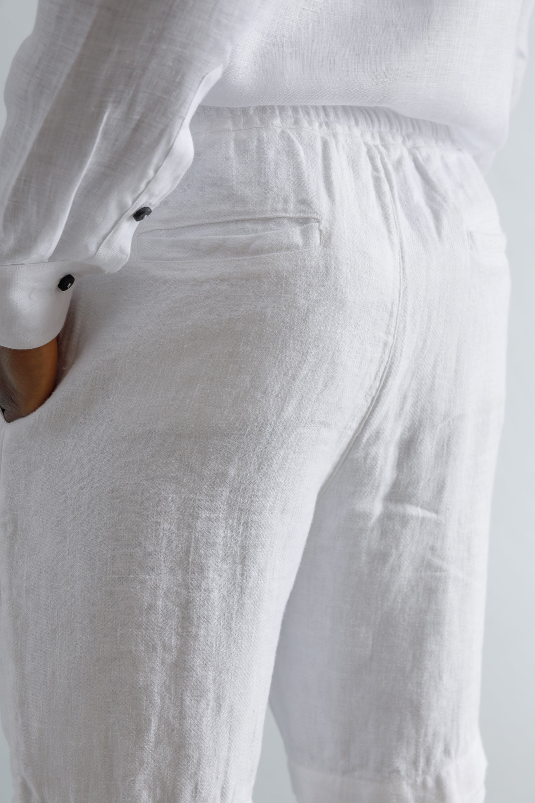 Herringbone Linen Double-Hem shorts