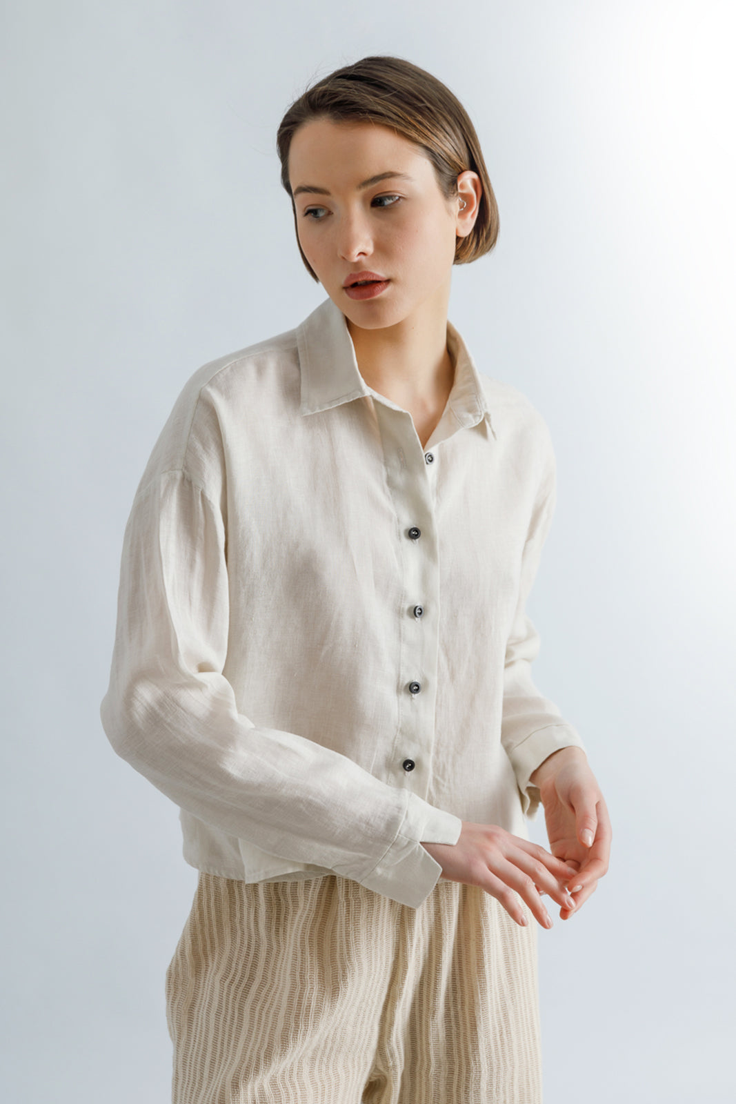 Linen Creme Short Shirt