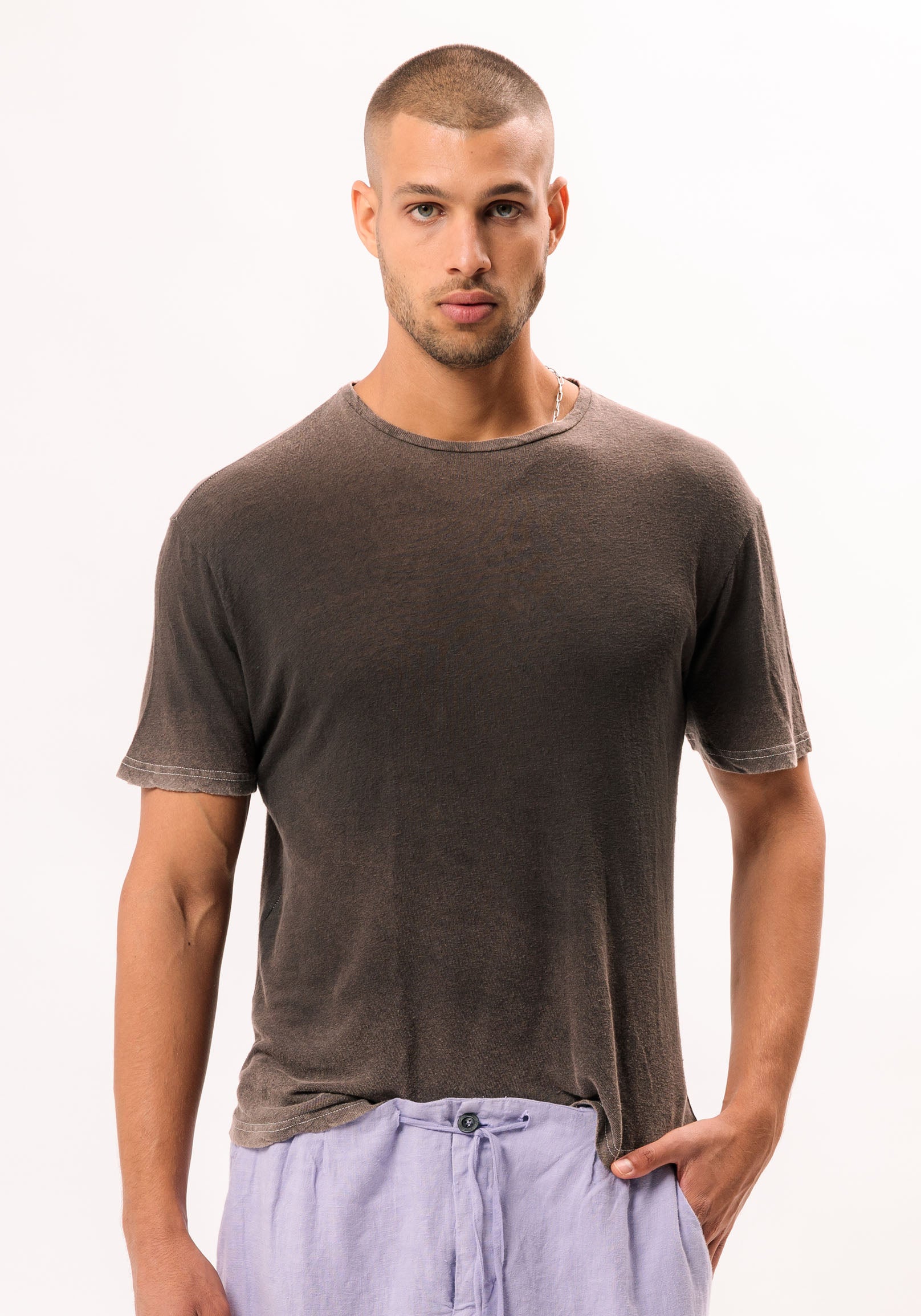 Linen-Viscose Vintage Classic T-Shirt mg28