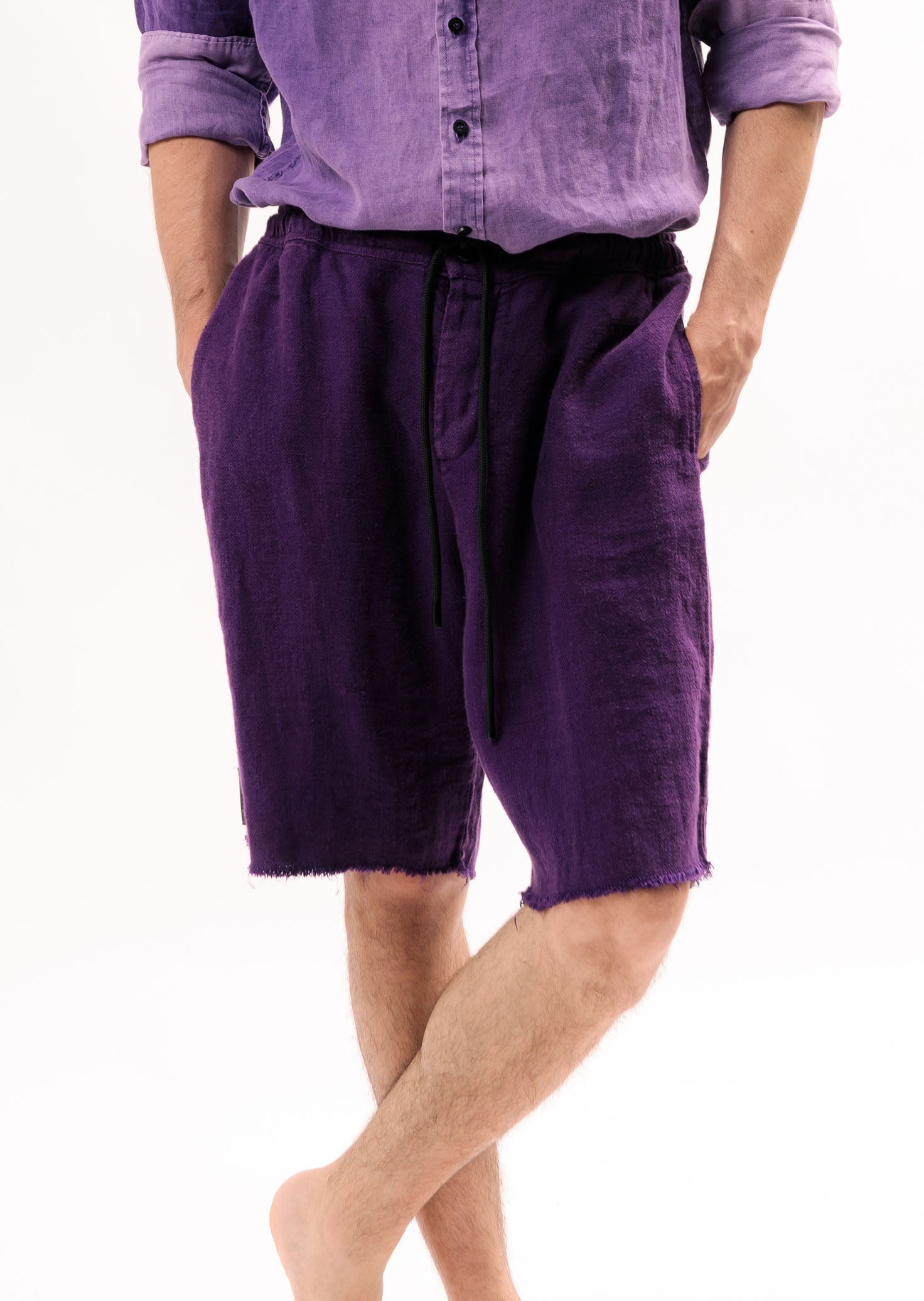 Herringbone Linen Bermuda Shorts p14c